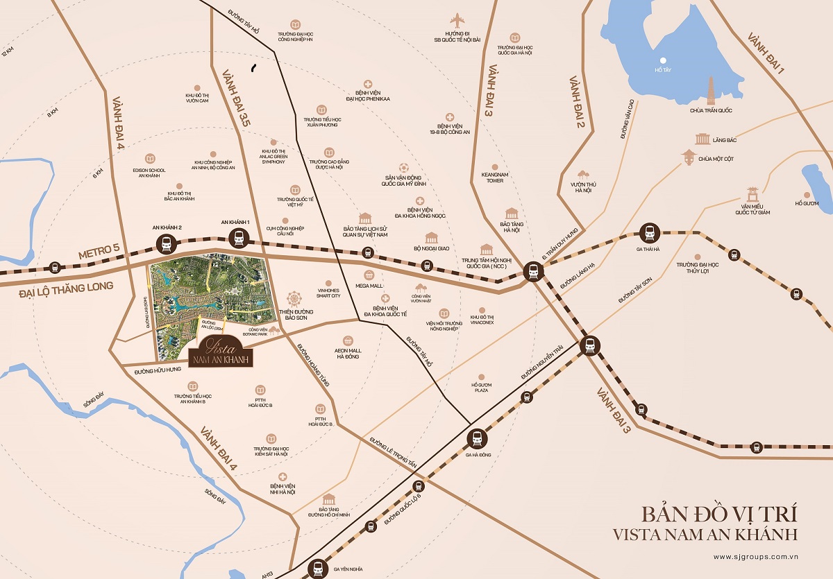 Vị trí chung cư MIK Nam An Khánh - Imperia Sky Park và các tuyến Metro