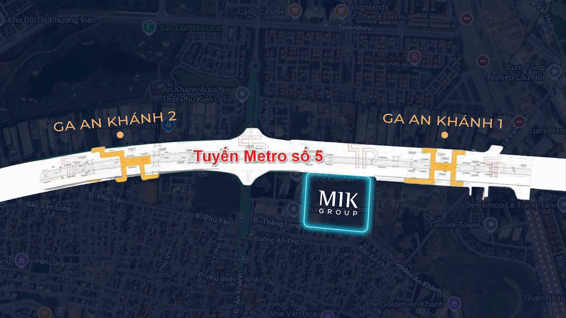 MIK Nam An Khánh - Imperia Sky Park bám trục Đại lộ Thăng Long và giữa hai ga Metro số 5 An Khánh 1 - An Khánh 2