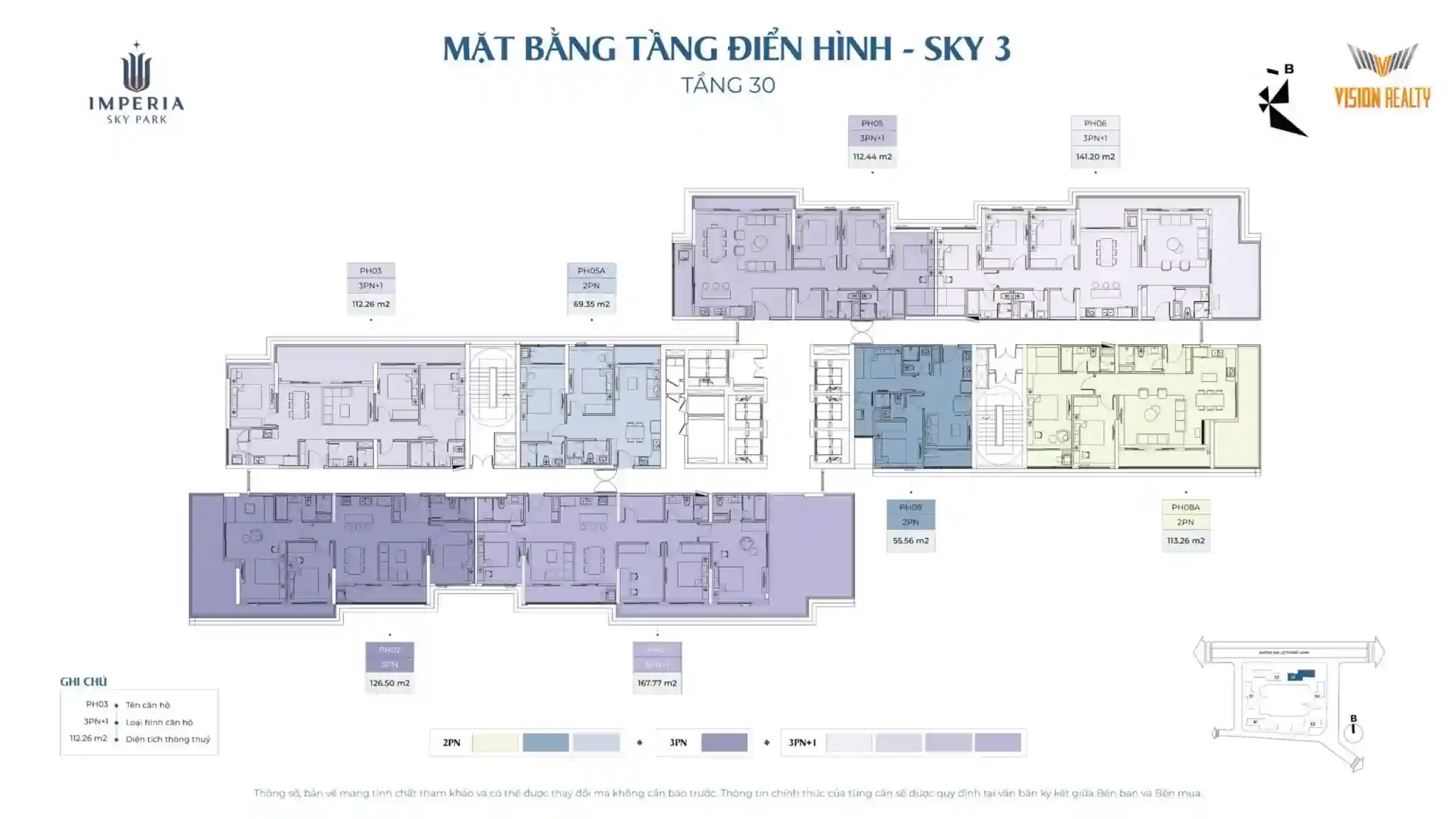 Mặt bằng tầng 30 tòa Sky 3 Imperia Sky Park Nam An Khánh