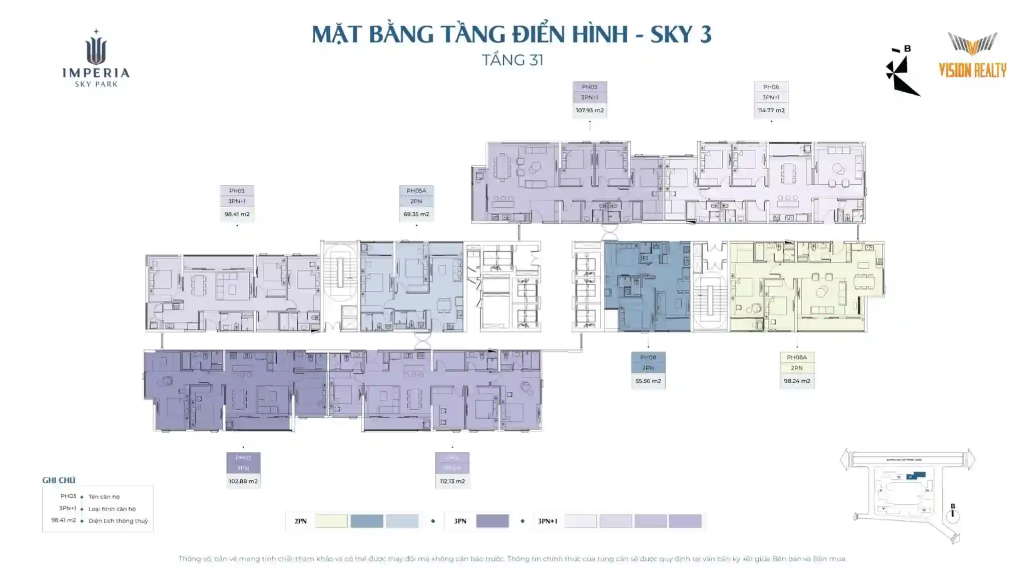 Mặt bằng tầng 31 tòa Sky 3 Imperia Sky Park Nam An Khánh