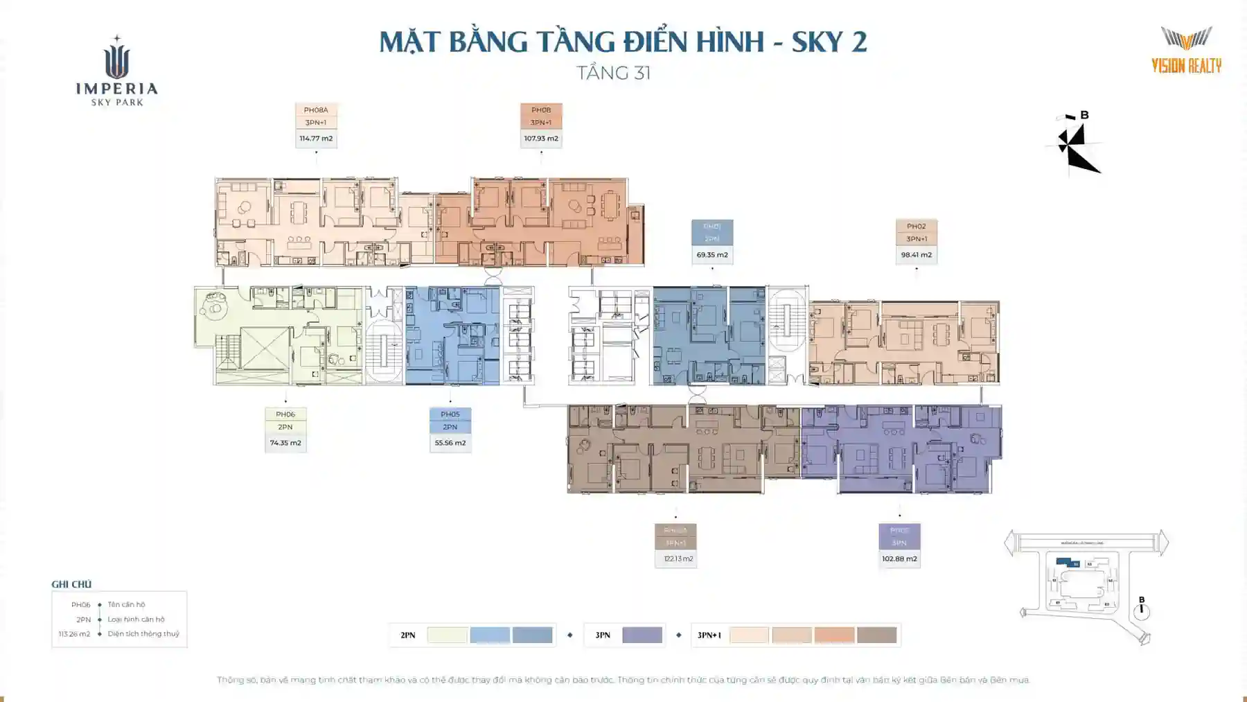 Mặt bằng tầng 31 tòa Sky 2 Imperia Sky Park Nam An Khánh