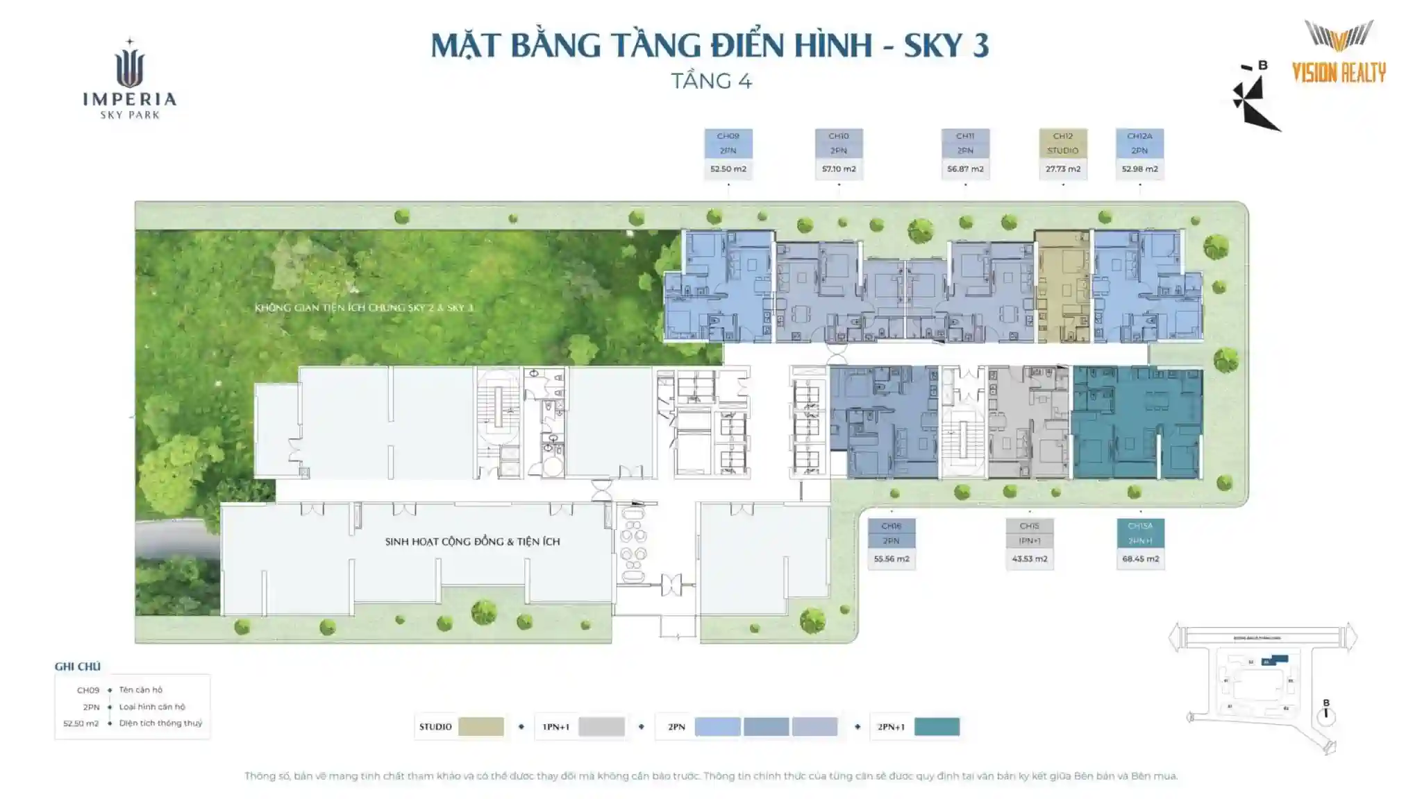 Mặt bằng tầng 4 tòa Sky 3 Imperia Sky Park Nam An Khánh