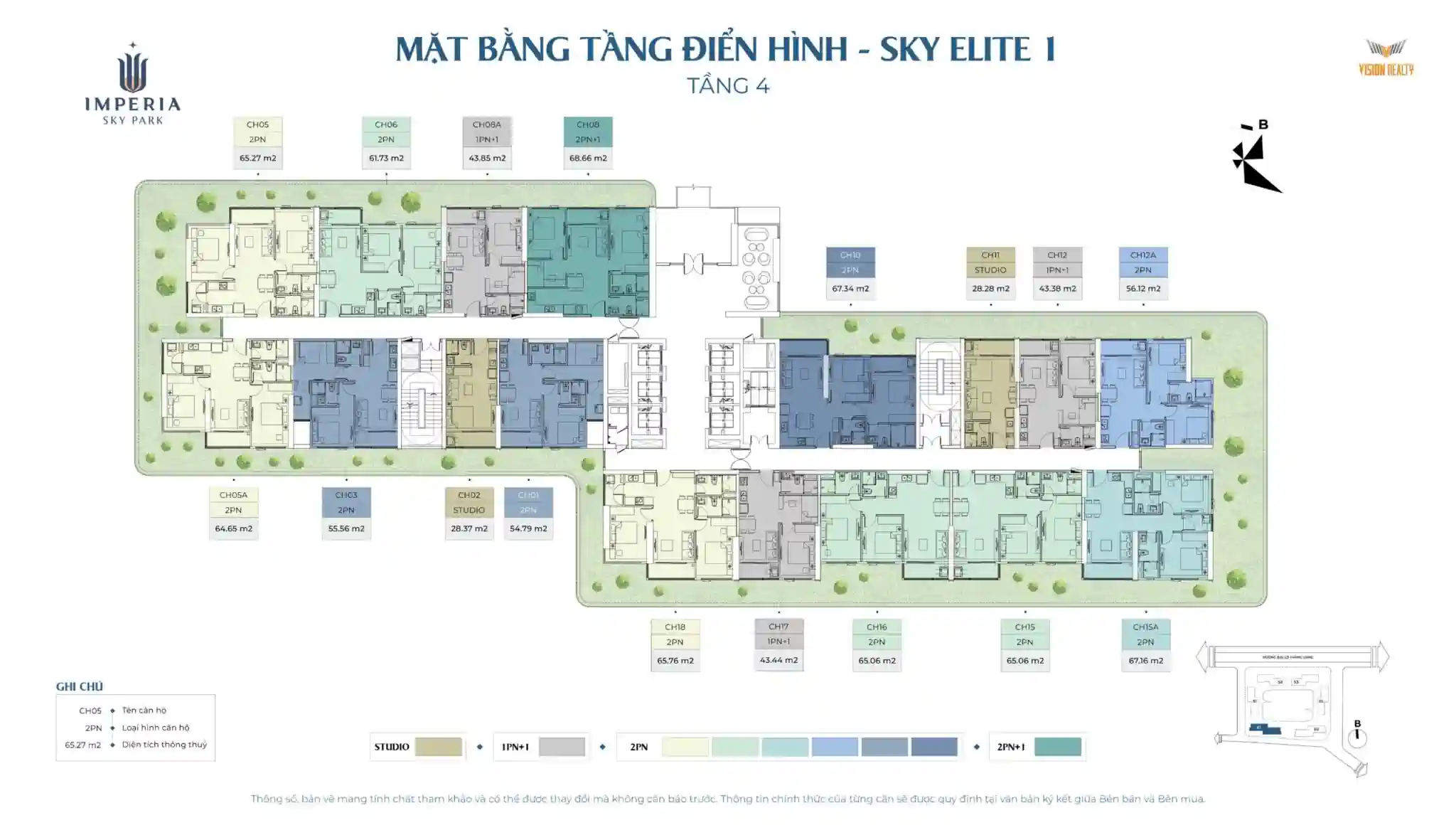 Mặt bằng tầng 4 tòa Sky Elite 1 Imperia Sky Park Nam An Khánh