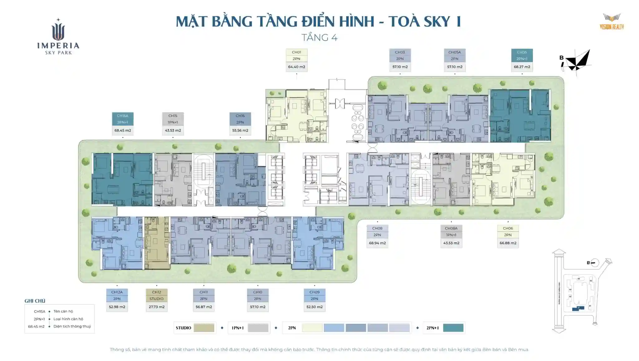 Mặt bằng tầng 4 tòa Sky 1 Imperia Sky Park Nam An Khánh