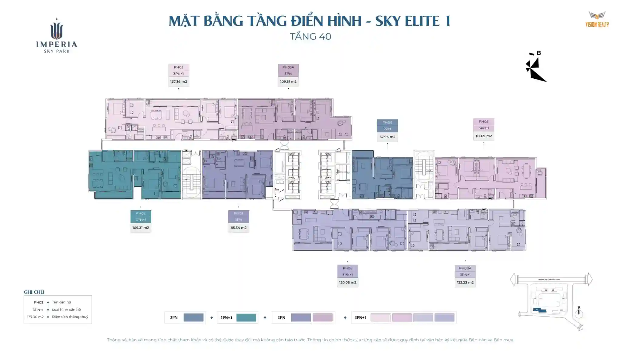 Mặt bằng tầng 40 tòa Sky Elite 1 Imperia Sky Park Nam An Khánh