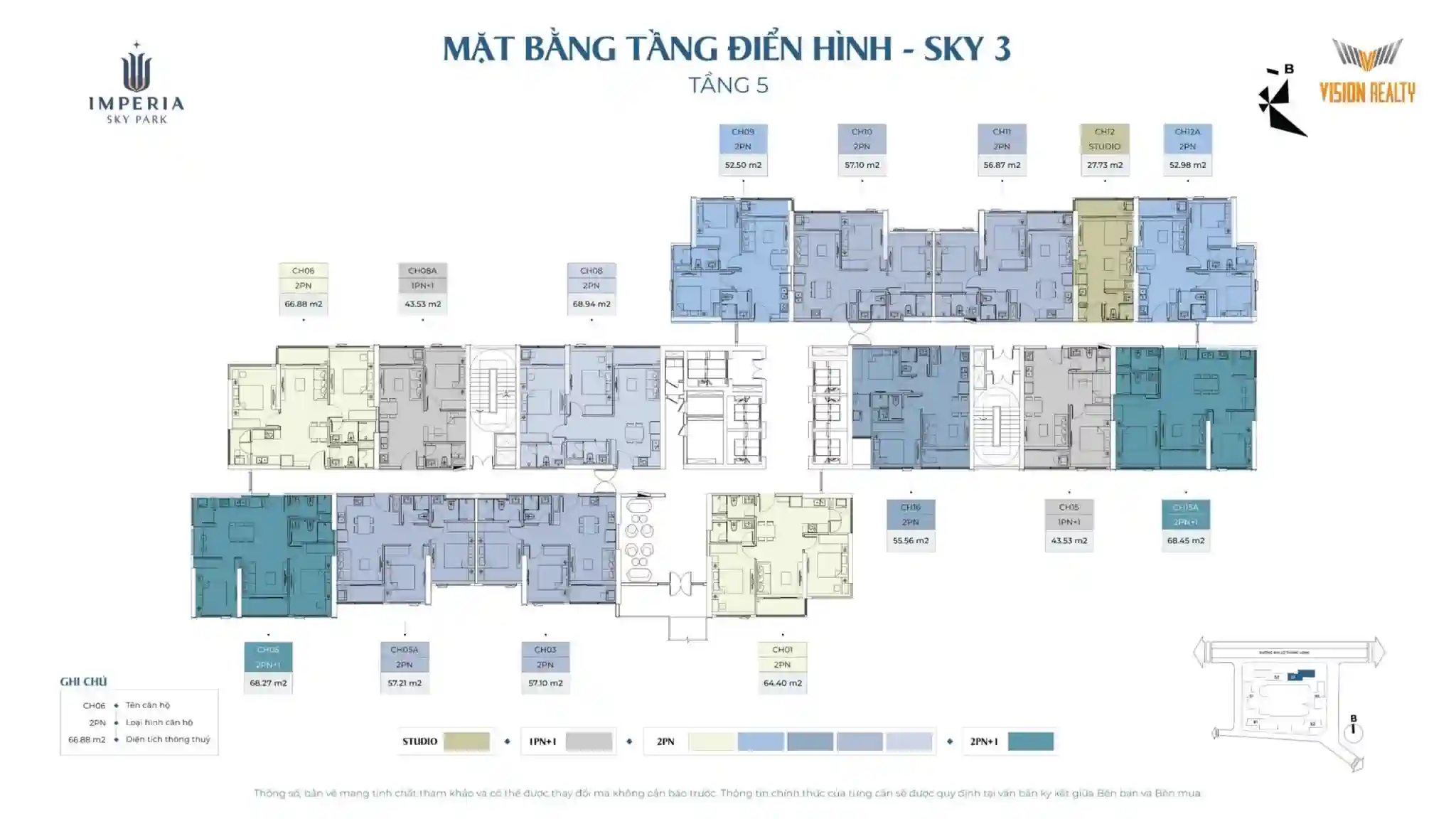 Mặt bằng tầng 5 tòa Sky 3 Imperia Sky Park Nam An Khánh