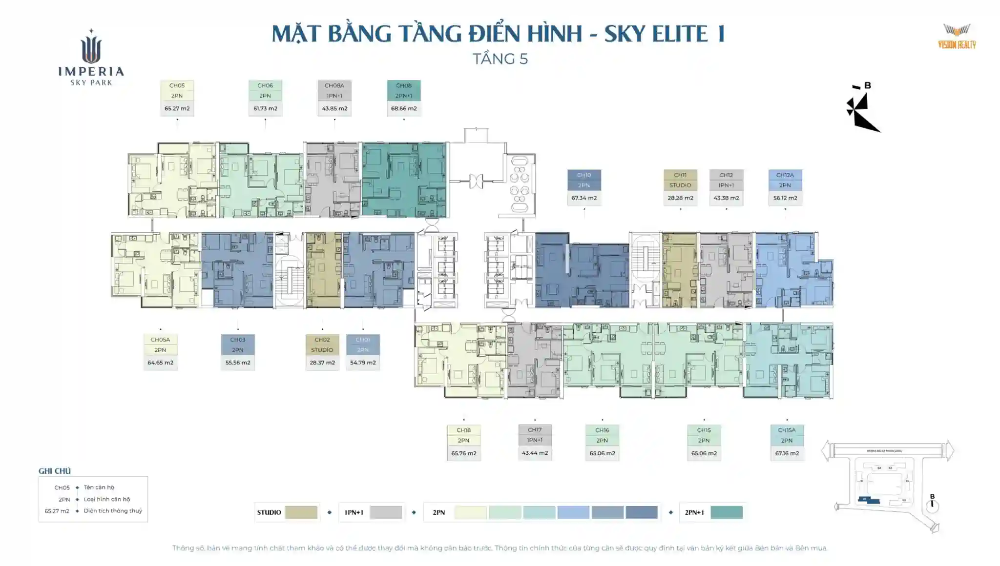 Mặt bằng tầng 5 tòa Sky Elite 1 Imperia Sky Park Nam An Khánh