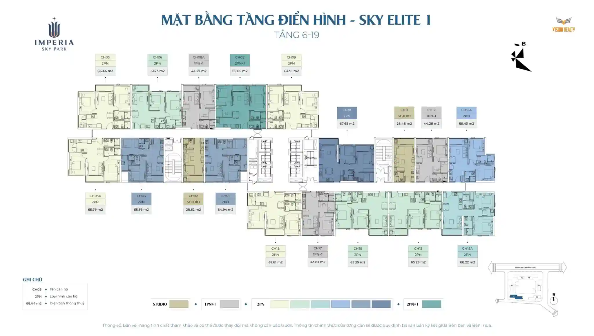 Mặt bằng tầng 6-19 tòa Sky Elite 1 Imperia Sky Park Nam An Khánh