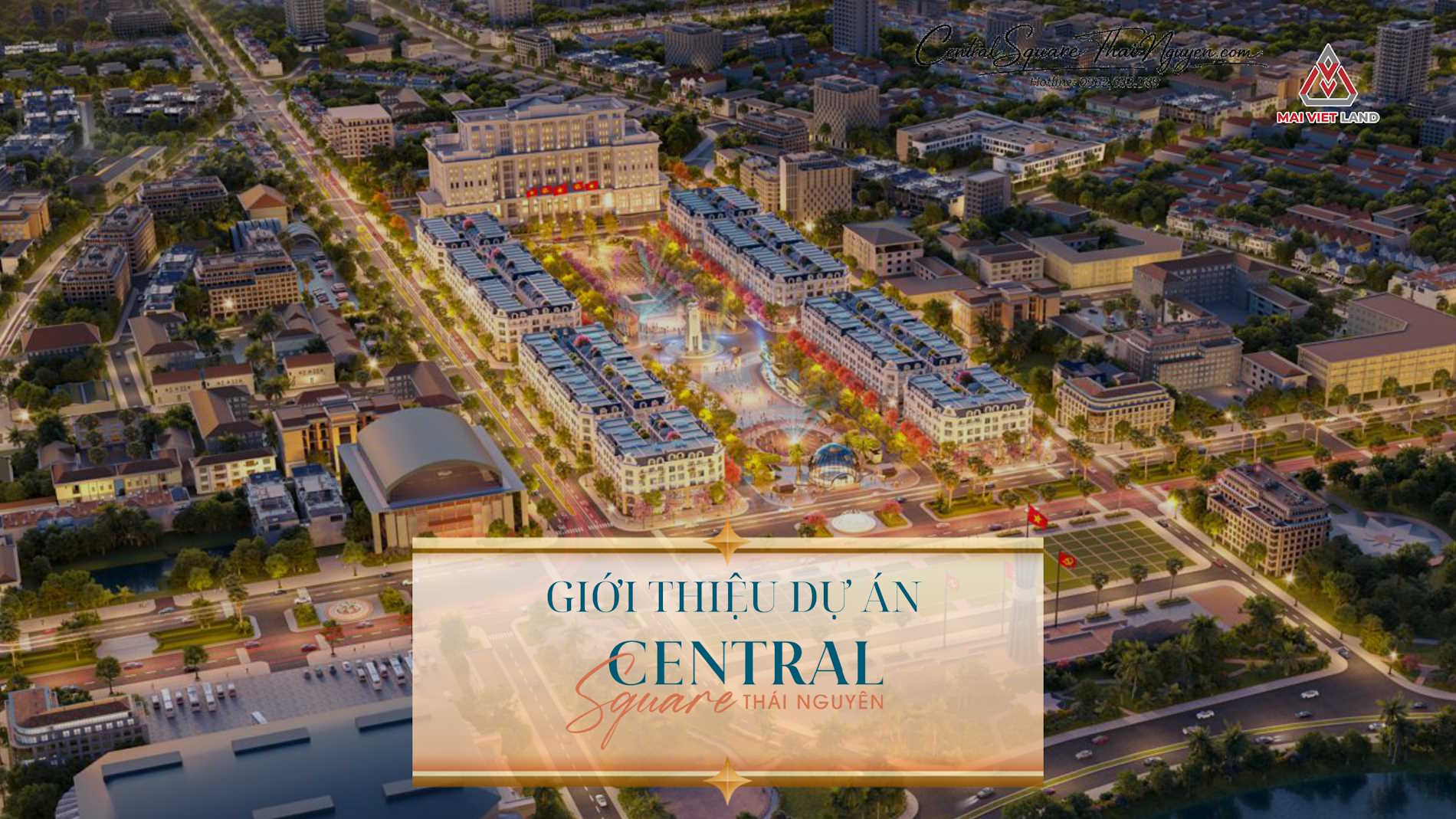 Phối cảnh dự án Central Square Thái Nguyên về đêm.